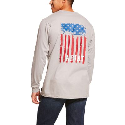 Ariat Work: FR Americana Graphic Camisetas Hombre - Plateadas (KXQZA6845)